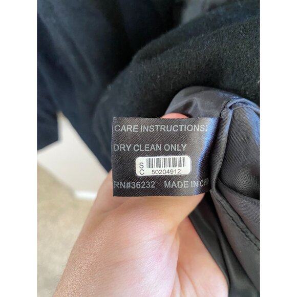 Giacca Women’s Hooded Black Wool Blend‎ Zip-Up Coat 1X Warm Stylish Jacket - Picture 4 of 8